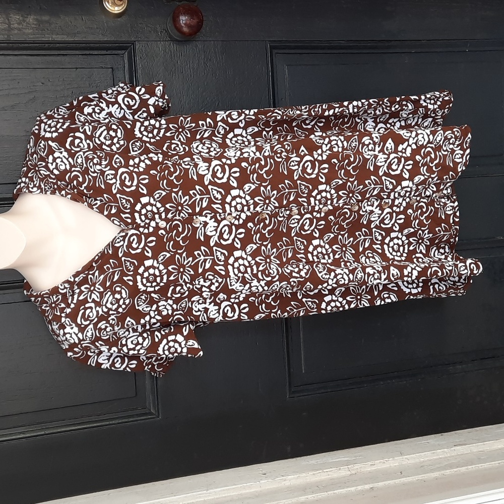 ORVIS Med Batik Floral Mini Shirt Dress